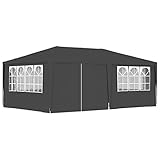 ZEYUAN Profi-Partyzelt mit Seitenwänden, Party Deko, Festzelt, Pavillon, Garden Decoration, Canopy Tent, Lagerzelt, Gartenpavillon, 4×6 m Anthrazit 90 g/m²