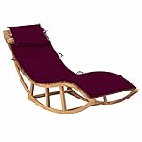 Yongdu Schaukelliege mit Auflage, Liegestuhl Balkon, Gartenliege, Sonnenliege, Deckchair, Saunaliege, Massivholz Teak