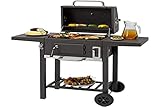 Tepro Grillwagen Toronto | Holzkohle | BBQ | Kohlewanne höhenverstellbar | Grillfläche ca. 43 x 32 cm | Deckel | Räder | 2 Seitenablagen | Warmhalterost | mit Flaschenöffner, Anthrazit/Edelstahl