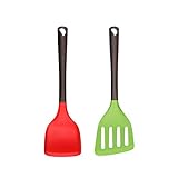 Spatel set Silikon-Spachtel Set Kochgeräte-Satz, 2pcs Küchenutensilien Turner for Nonstick Kochgeschirr, Pioneer Natural Utensilien Geschenk for die Frau Mama Familie (Rot Grün)