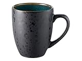 BITZ Kaffeetasse/Kaffeebecher, Tasse aus robustem Steinzeug, 30 cl, schwarz außen/grün innen