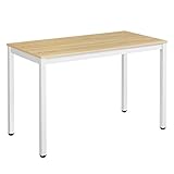 VASAGLE Schreibtisch, großer Computertisch, stabiles Metallgestell, multifunktional, fürs Home Office, Wohnzimmer, Arbeitszimmer, robust, modern, Holzfarben + Weiß LWD64N