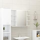 Yongdu Bad-Spiegelschrank, Badezimmer-spiegelschrank, Alibertschrank Bad, Bathroom Cabinet, Hochglanz-Weiß 80x20,5x64 cm Spanplatte