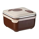 Jiacheng29_ 1000ml/1400ml Bento Box Rostfrei Große Kapazität Multifunktionale Quadratische Bento Lunchbox Küchenbedarf Braun S