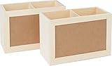 VBS 2er-Pack Utensilienbox Holz mit 2 Fächern 16x11x8cm Stifthalter Schreibtischorganizer Organizer