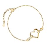 Damen Armband aus 925 Sterling Silber Herz Unendlichkeit Liebe 16-19cm (Gold)