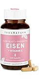 Natürliches Eisen + Vitamin C aus Curryblatt-Extrakt und Hagebutte-Extrakt. 14 - 28mg reines Eisen und 80 - 160mg Vitamin C pro Tagesdosis.120 Kapseln im 2-4 Monatsvorrat. Vegan + hergestellt in DE.