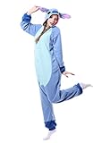 Relaxo Kostüm Stitch Onesie Jumpsuit Tier Relax Kostuem Damen Herren Pyjama Fasching Halloween Schlafanzug Cosplay Erwachsene Karneval Einteiler Blue XL