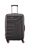 Travelite 4 Rad Koffer Größe M mit Dehnfalte + TSA Schloss, Gepäck Serie VECTOR: Robuster Hartschalen Trolley in stylischen Farben, 072048-01, 70 cm, 79 Liter (erweiterbar auf 91 Liter), schwarz/rot