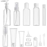 Toureal 14 Stück Leere Reiseflaschen Set (Max.100ml) Reisegrößen Behälter zum befüllen, Reiseset Flaschen für Kosmetik Flugzeug (Transparent)