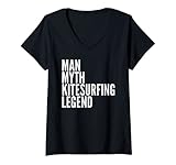 Damen Kitesurfing-Geschenke, Männermythos, Kitesurfing-Legende T-Shirt mit V-Ausschnitt