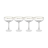 BUTLERS GOLDEN TWENTIES - 4x Champagnerschale mit Goldrand 400ml - Trinkglas für besondere Anlässe