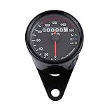 Keenso Motorrad Tachometer, Universal 12V LED Motorrad Tacho 0-160km/h Kilometerzähler mit LED-Kontrollleuchte (Schwarz)