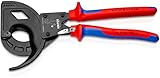 Knipex Kabelschneider (Ratschenprinzip, Dreigang) schwarz atramentiert, mit Mehrkomponenten-Hüllen 320 mm 95 32 320