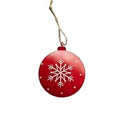 Weihnachten Deko Anhänger Weihnachtsbaum Deko Anhänger Eisen Stern Schnee Weihnachtsbaum Rot Weiß Hängeschaukel Outdoor Kinder (C, One Size)