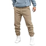 Herren Herbst und Winter High Street Fashion Freizeit Lose Sport Laufen Einfarbig Schnürhose Pullover Hose Indoor Haus, khaki, 36-41