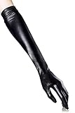 EROSPA Wetlook-Handschuhe lang - 48 cm - Damen - Schwarz