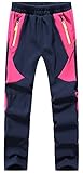 BenBoy Kinder Softshellhose Gefüttert Skihose Thermohose Wasserdicht Winter Schneehose Jungen Mädchen Wanderhose Outdoorhose,KZ0008-Pink-L