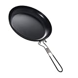 SEWACC Grillpfanne mit Klappbarem Griff 22 9 cm Antihaft-Gusseisen-Grillpfanne Grillpfanne Herdplatten Bratpfanne für Outdoor-Indoor-Camping