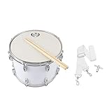 14in Marschtrommel Edelstahl und Ahornholz Körper PVC Fell mit Stöcken Schultergurt Key for professionelle Drummer (Color : Silver)