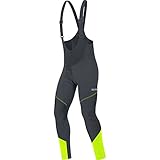 GORE Wear Winddichte Herren Fahrrad-Trägerhose, Mit Sitzpolster, C3 GORE WINDSTOPPER Bib Tights+, L, Schwarz/Neon-Gelb, 100337