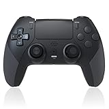 Wireless Controller für PS4, Tefelan Game Controller kompatibel mit PS4/Pro/Slim/PC Gamepad mit Turbo/Programmierbare Tasten/Dual Vibration/6-Achsen Gyro Sensor/Touchpanel-Schwarz