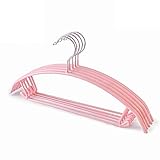 Yokam Kleiderbügelstrousier Kleiderbügel, 10 Platz sparende Kleiderbügel Heavy Duty Edelstahl Drahtkleiderbügel Anzug, Kleidergrau 42x21 cm (17x8inch) (Color : Pink)