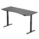 Schreibtisch Höhenverstellbar Elektrisch Mit Memory Funktion Ergonomischer Stehtisch Mit Teleskop Tischgestell 180 x 80 cm Oder 150 x 78 cm (Schwarz-Schwarz, 180 x 80 cm)