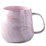 YDoLimmer Porzellan Kaffeetasse Keramiktasse Marmor Teetasse Espressotassen 400ml Kakaobecher Kaffeebecher Geschenk für Geburtstag Weihnachten Hochzeit Valentinstag Jubiläum (Rosa)