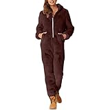 Beudylihy Schlafanzüge für Damen Jumpsuits Damen Mode Overall Fleece Flauschig Einteiler Nachtwäsche Flauschig Schlafanzug Damen Jumpsuit Schlafanzüge Mode Overall Fleece Flauschig