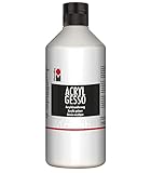 Marabu 12040075808 - Acryl Gesso weiß 500 ml, feine, hochdeckende Acryl - Grundierung auf Wasserbasis, schwach saugend, für glatten Farbauftrag und gute Haftung von Farben und Medien