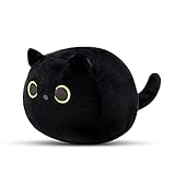 DNFASCHI Schwarze Katze Plüschtier Umarmung Spielzeug - Stofftier Kopfkissen Plüsch Katzenform Kissen - Plüschtier Katze Geschenk Puppe quetschbar und druckentlastend (Schwarz 20cm)