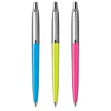 Parker Jotter Originals Kugelschreiber | Pop Art Sammlung | Limettengrün, Himmelblau und intensivem Rosa mit Zierteilen in Chrom | mittelfeine Schreibspitze | blaue Tinte | 3 Stücke