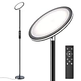 Stehlampe Led Dimmbar, Deckenfluter 30W mit 4 Farbtemperaturen, Fernbedienung &Touch Steuerung, 1H Timer, Stehleuchte für Wohnzimmer, Schlafzimmer, Büro, Grau