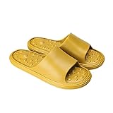 MASME Pantoffeln Damen Unisex Sandalen mit Massage-Effekt, Herren Hausschuhe Damen rutschfeste Badelatschen Schnell Trocknende Badeschlappen Leichte Badeschuhe (Color : Yellow, Size : EU 41-42)