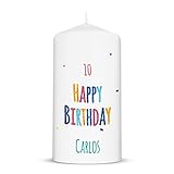 GRAVURZEILE Bedruckte Kleine Kerze - Geburtstagskerze Happy Birthday - Personalisiert mit Name & Alter - brilliant bedruckte Kerze - Geschenk für Mädchen & Jungen zum Kinder Geburtstag