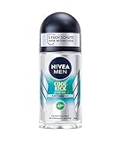 NIVEA MEN Cool Kick Fresh Deo Roll-On (50 ml), Deodorant schützt 48h gegen Schweiß und Körpergeruch, Anti-Transpirant mit Kaktuswasser und leichter Formel