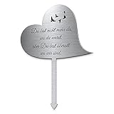 CHRISCK design Herz Grabstecker Grabschmuck aus Edelstahl mit Motiv oder Spruch | Grabdeko wetterfest | Wir vermissen Dich Grabschmuck Urnengrab