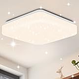 ZMH Led Deckenleuchte Sternenhimmel Deckenlampe - modern klein glitzer Flurlampe flach Kunststoff Schlafzimmerlampe 15W 4000K Naturweiß für Flur Treppenhaus Schlafzimmer wohnzimmer Küche Büro/ 21cm