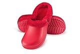 ESTRO Gummi Clogs Gefüttert Damen - Garten Clogs Herren Gartenschuhe Gefüttert Gartenclogs Damen Gefüttert Winterclogs Gefüttert Herren A12 (39, Rot)