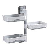 Ruiqas Badezimmer-Regal, 3-lagig, Seifenhalter, Bohrer, selbstklebend, Seifenschale, Wandmontage für Dusche, Badezimmer, Küche, Waschbecken