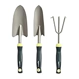 Amazon Basics - Gartenwerkzeug-Set, 3-teilig, mit Kelle, Umpflanzkelle und Handharke