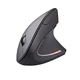 Trust Verto Kabellose Vertikale Maus, Wireless Ergonomische Maus, Vorbeugung Gegen Mausarm/Tennisarm (RSI Syndrom), 800-1600 DPI, Funkmaus für Rechtshänder, PC, Computer, Laptop, Mac - Schwarz