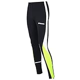 Airtracks Herren Thermo Funktions Laufhose Lang - Winter Running Tight - Warm - Atmungsaktiv - Reflektoren - schwarz - neon - L - Herren