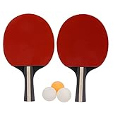 SOGT Tischtennisschläger und Bälle, Langlebig und Bequem, Tischtennis-Paddel-Griffball-Set, Tragbarer Holzgummi für das Training (Schwarz)