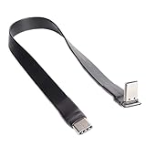 SHAPOKY USB 3.1 Typ C auf Typ C Verlängerungskabel 90 Grad Adapter FPC FPV Flachband Flach USB C Kabel 3A 10Gbps EMI-Abschirmung, 30 cm