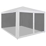 RONGQI Partyzelt mit 4 Mesh-Seitenwänden, Party Deko, Festzelt, Pavillon, Garden Decoration, Canopy Tent, Lagerzelt, Gartenpavillon, 4 x 3 m