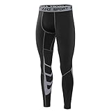 AMZSPORT Herren Fitness Hose Pro Cool Compression Tights Funktionswäsche Pants, Schwarz, L