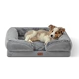 Bedsure orthopädisches Hundebett Ergonomisches Hundesofa - 71x58 cm Hundecouch mit eierförmiger Kistenschaum für kleine Hunde, waschbar rutschfest Hundebetten, grau