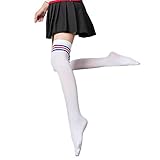 ASHEET Damenstrümpfe Schwarz Weiße Farbige Lange Socken Frauen Über Dem Knieschenkel Hoch Über Die Kniestrümpfe Lolita Damen Kniesocken